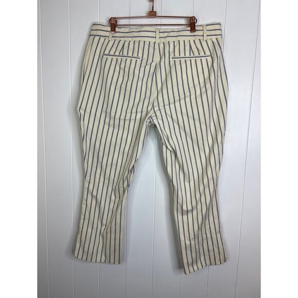 Anthropologie Essential Slim Cropped Pants in Blue Stripe Size 14 - Picture 7 of 10